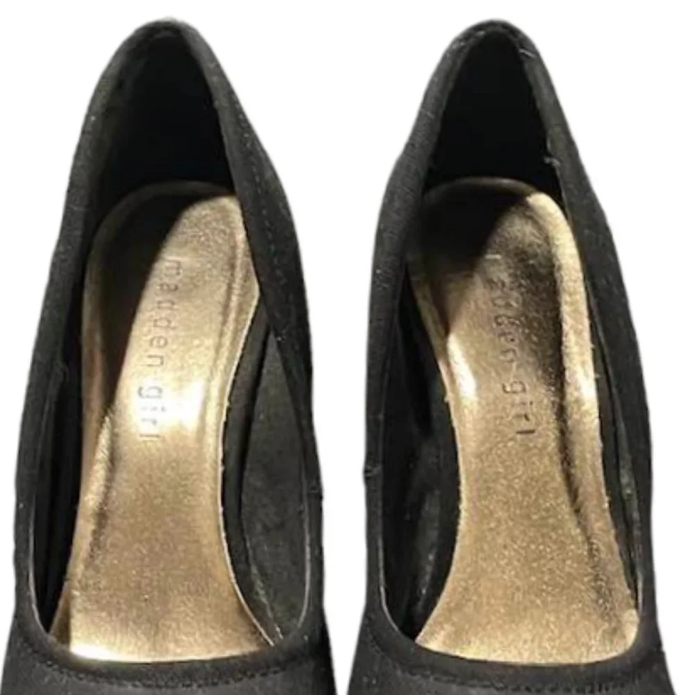 Madden Girl Wedges Black Chunky Shoes Espadrilles - Fabric Material - size 8.5